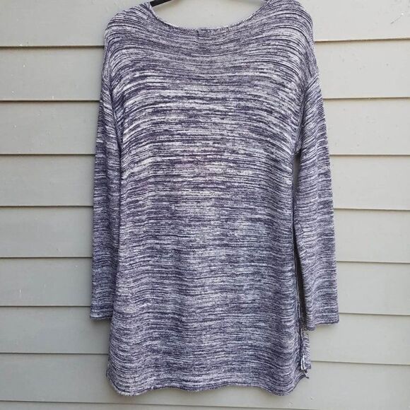 Ellen Tracy Marled Black White Tunic Sweater Large - Picture 3 of 8